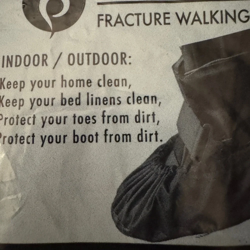 NIP Sz L LG Black ORTHO SHOE BOOT Fracture WATER RESIST Non Slip REUSABLE NEW